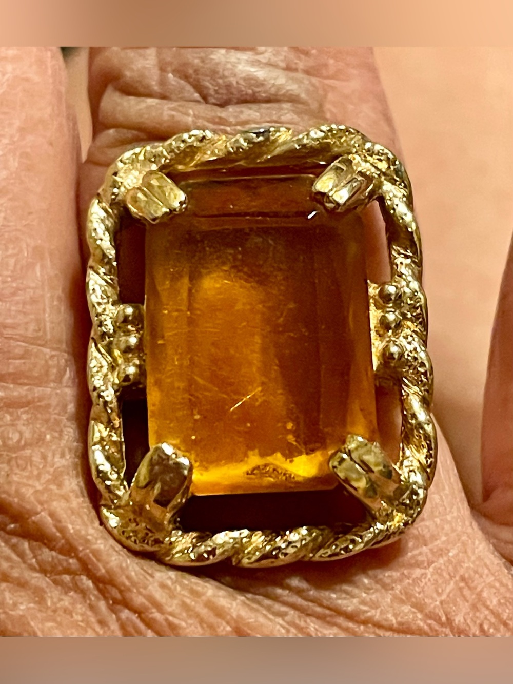 Sarah Coventry Gold-Tone Ring with Amber Stone